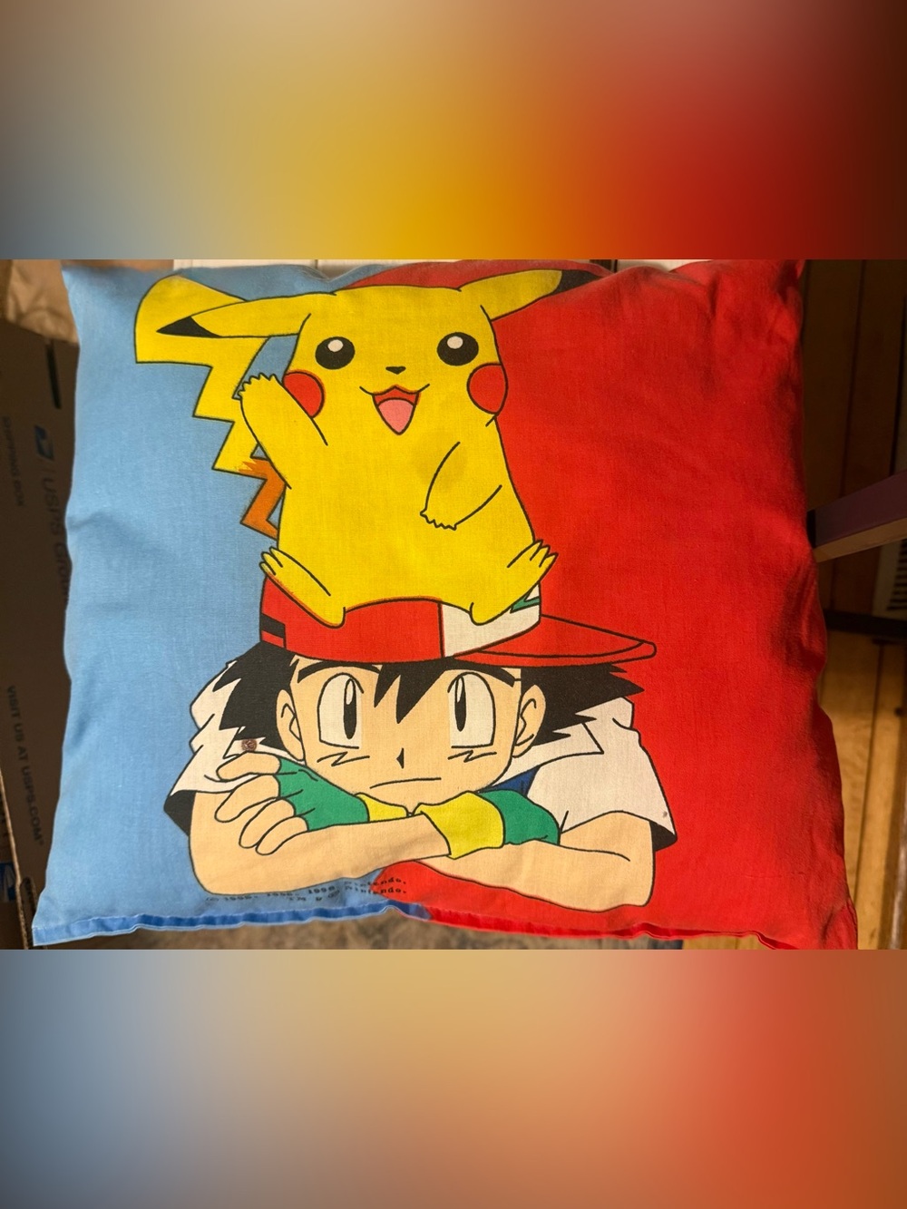 Vintage Pokemon Pillow 1995-1998 Retro Nintendo Throw Pillow Pikachu Ash 13x13